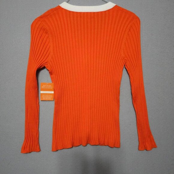 Cable & Gauge NWT Y2K Button Front Ribbed Fitted Top Sz LG - Picture 4 of 7